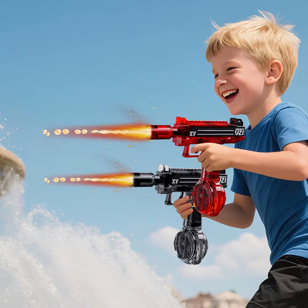 Electric Water Gun Toys with Light Sprays Flame Effect，Large Capacity, Super Strong Distance, Water Battle for Kids and Adults